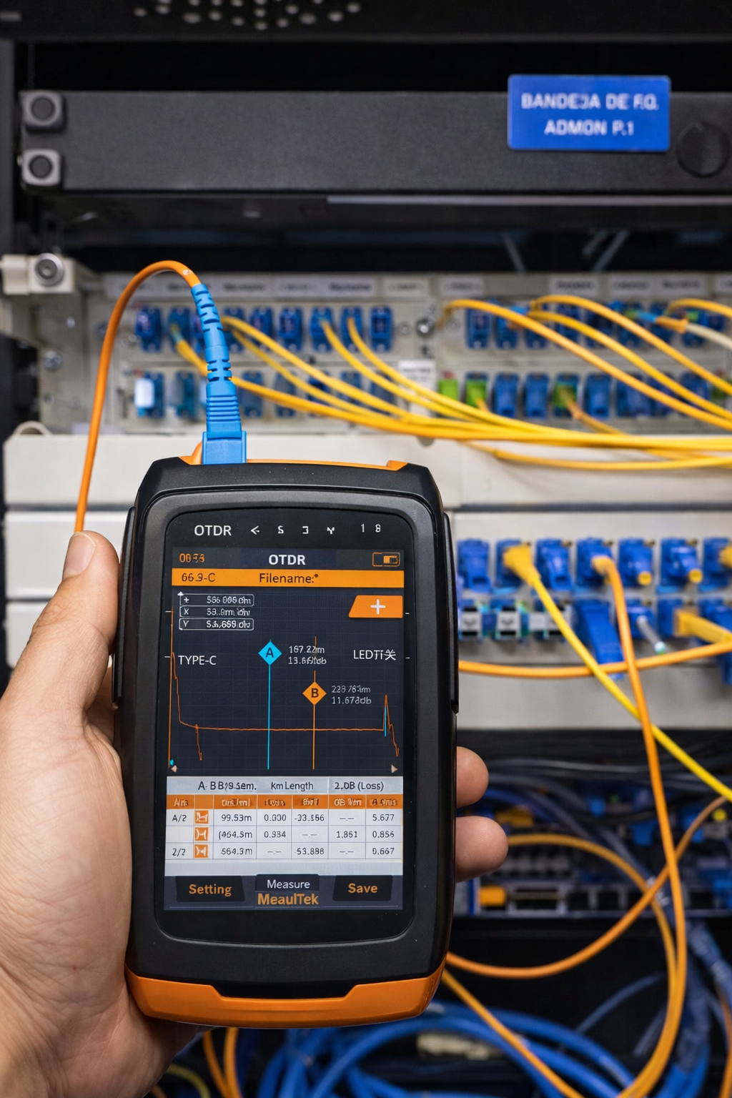 Prueba de OTDR en red óptica